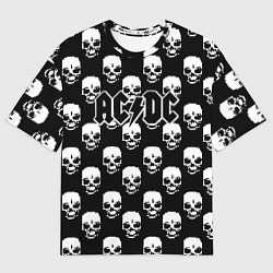 Футболка оверсайз женская AC DC rock skull, цвет: 3D-принт