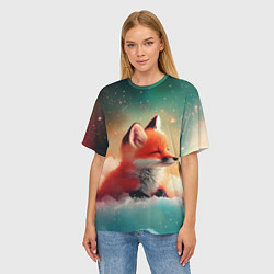 Футболка оверсайз женская Милый лисенок спит на облаке, цвет: 3D-принт — фото 2