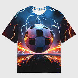 Женская футболка оверсайз Футбольный мяч в молниях