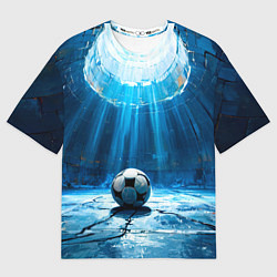 Женская футболка оверсайз Футбольный мяч в синем
