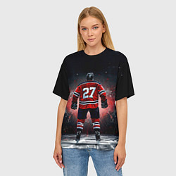 Футболка оверсайз женская Хоккеист на черном, цвет: 3D-принт — фото 2