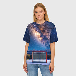 Футболка оверсайз женская Хоккейные ворота в ночи, цвет: 3D-принт — фото 2