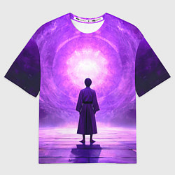 Женская футболка оверсайз Айкидоист на фиолетовом