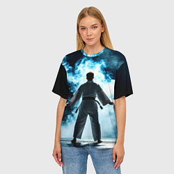 Футболка оверсайз женская Айкидоист в дыму, цвет: 3D-принт — фото 2
