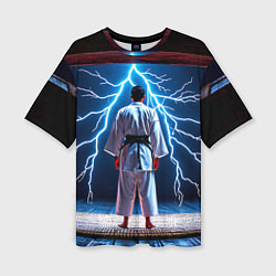 Женская футболка оверсайз Айкидоист и молния