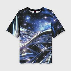 Футболка оверсайз женская Закрученные линии и звезды - космическая абстракци, цвет: 3D-принт