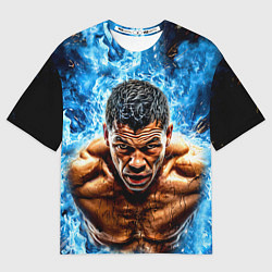 Женская футболка оверсайз Артуро Гатти в синем пламени