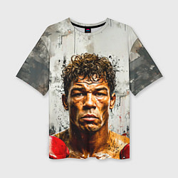 Женская футболка оверсайз Артуро Гатти на сером