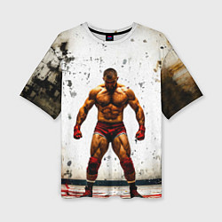 Женская футболка оверсайз Реслер на белом