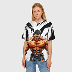 Футболка оверсайз женская Мощный реслер, цвет: 3D-принт — фото 2