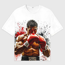 Женская футболка оверсайз Тайский боксер на белом