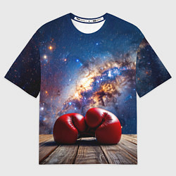 Женская футболка оверсайз Боксерские перчатки в космосе