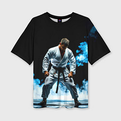 Женская футболка оверсайз Боец джиу-джитсу в дыму