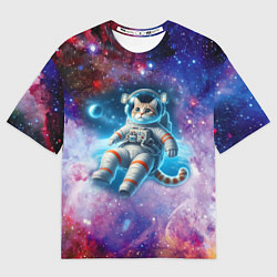 Футболка оверсайз женская The cat is a brave cosmonaut - ai art, цвет: 3D-принт