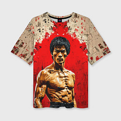 Женская футболка оверсайз Брюс Ли на красном