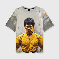 Футболка оверсайз женская Брюс Ли на сером, цвет: 3D-принт