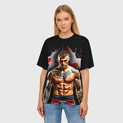 Футболка оверсайз женская Дастин Порье на черном, цвет: 3D-принт — фото 2