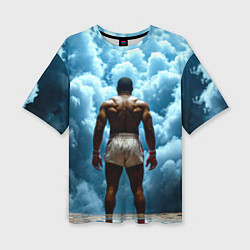 Женская футболка оверсайз Мухаммед Али в синем дыму