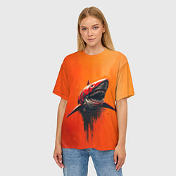 Футболка оверсайз женская Кибернетическая акула, цвет: 3D-принт — фото 2