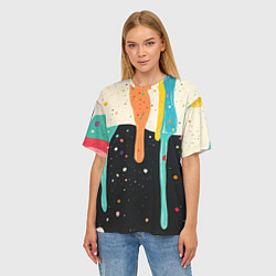Футболка оверсайз женская Разноцветные капли текстура, цвет: 3D-принт — фото 2