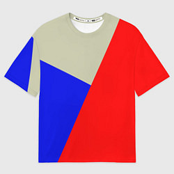Футболка оверсайз женская Серо-сине-красный трёхцветный, цвет: 3D-принт