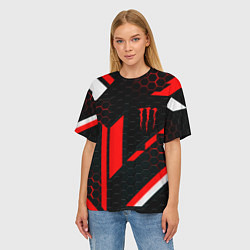 Футболка оверсайз женская Monster energy sport geometry, цвет: 3D-принт — фото 2