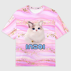Женская футболка оверсайз Inzoi розовый фон с золотинками