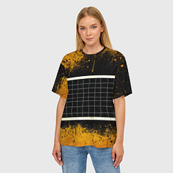 Футболка оверсайз женская Волейбольная сетка на черном, цвет: 3D-принт — фото 2