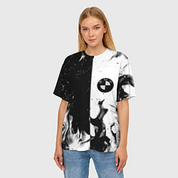 Футболка оверсайз женская BMW black fire, цвет: 3D-принт — фото 2