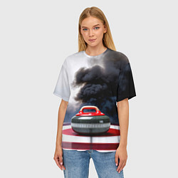 Футболка оверсайз женская Камень для кёрлинга в черном дыму, цвет: 3D-принт — фото 2