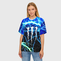 Футболка оверсайз женская Monster energy electro, цвет: 3D-принт — фото 2
