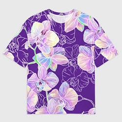 Женская футболка оверсайз Японские акварельные орхидеи