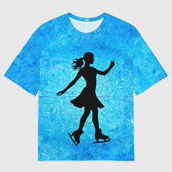 Женская футболка оверсайз Фигуристка на синем