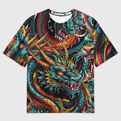 Футболка оверсайз женская Татуировка дракона ирезуми, цвет: 3D-принт