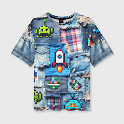 Футболка оверсайз женская Пиксельная ракета, цвет: 3D-принт