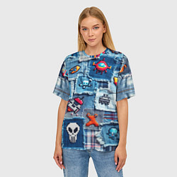 Футболка оверсайз женская Пиксельный космос, цвет: 3D-принт — фото 2