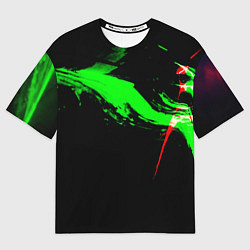 Футболка оверсайз женская Color black green red, цвет: 3D-принт