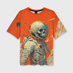 Футболка оверсайз женская Скелет космонавт и краска на фоне, цвет: 3D-принт