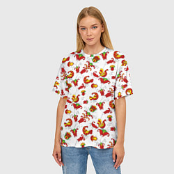 Футболка оверсайз женская Русский народный орнамент в стиле росписей Северно, цвет: 3D-принт — фото 2