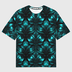 Футболка оверсайз женская Зеленые узоры из абстрактных листьев - блестящий п, цвет: 3D-принт