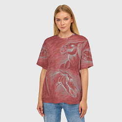 Футболка оверсайз женская Черепа лошадей - эскиз, цвет: 3D-принт — фото 2