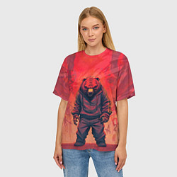 Футболка оверсайз женская Мишка на спорте, цвет: 3D-принт — фото 2