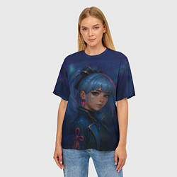 Футболка оверсайз женская Камисато Аяка киберпанк, цвет: 3D-принт — фото 2