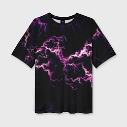 Женская футболка оверсайз Lightning pink glow