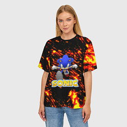 Футболка оверсайз женская Sonic огенная текстура, цвет: 3D-принт — фото 2