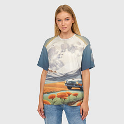 Футболка оверсайз женская Луна и автомобиль, цвет: 3D-принт — фото 2