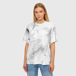 Футболка оверсайз женская Белый с серым абстрактная текстура, цвет: 3D-принт — фото 2