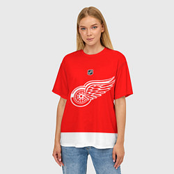 Футболка оверсайз женская Detroit Red Wings red, цвет: 3D-принт — фото 2
