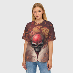 Футболка оверсайз женская Череп с красными бликами, цвет: 3D-принт — фото 2
