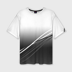 Футболка оверсайз женская Градиент с полосами из белого в тёмный, цвет: 3D-принт